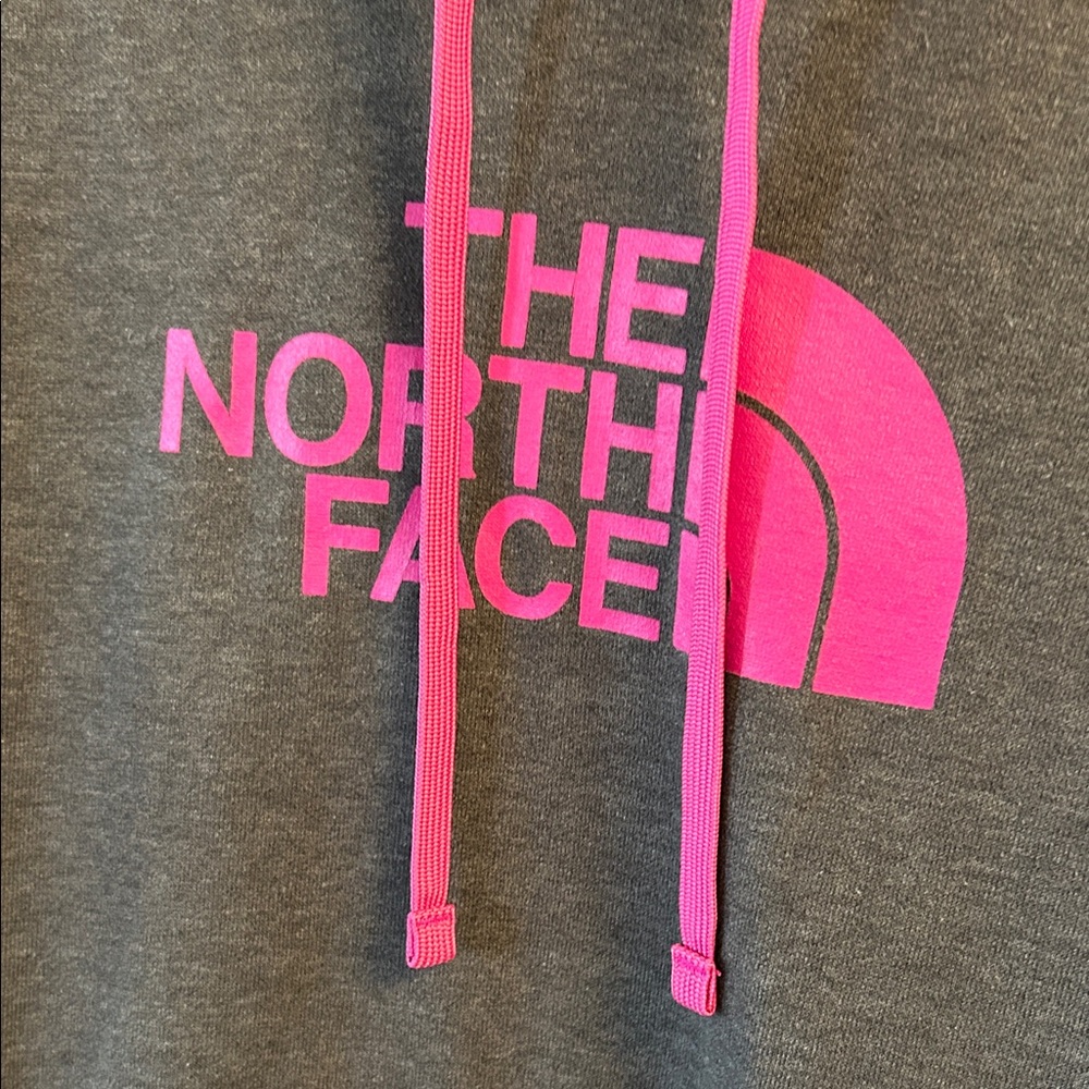 The North Face Charcoal Hoodie with Bright Pink Accents - Picture 3 of 6